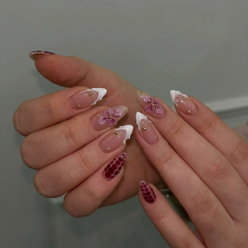 3D Floral French Tip